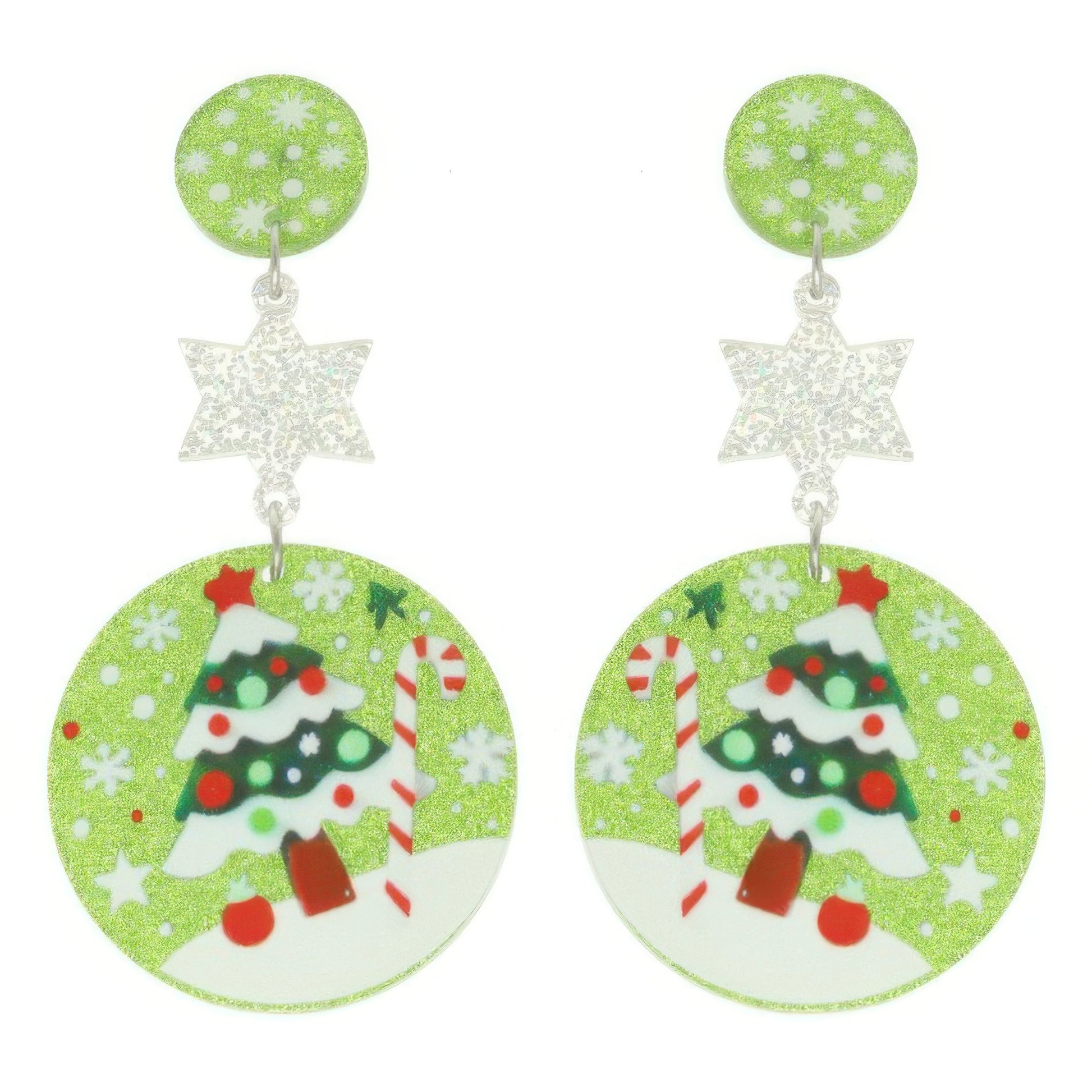 Christmas Tree Ornament Post Dangle Earrings - Tigbul's Variety Fashion Shop