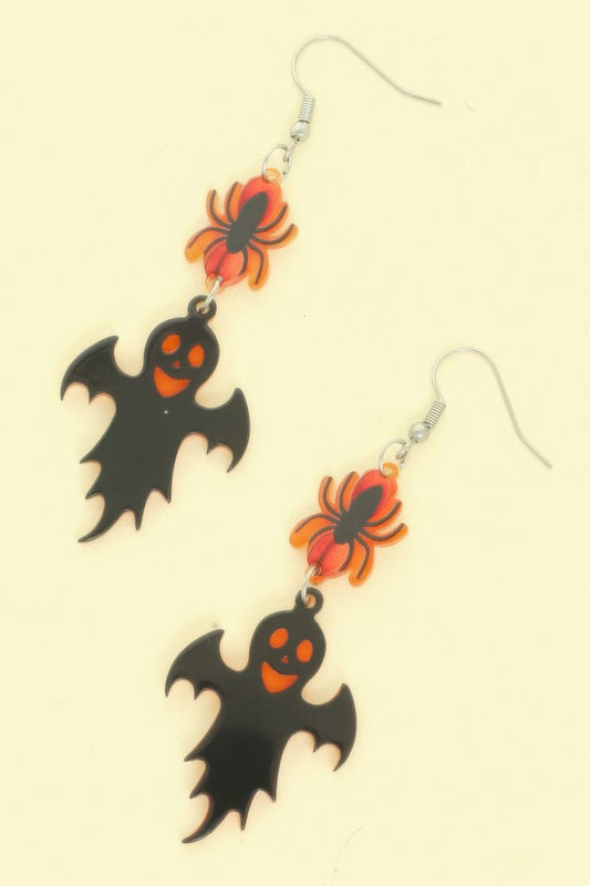 Halloween Spider And Ghost Acrylic Dangle Earrings - Tigbul's Variety Fashion Shop