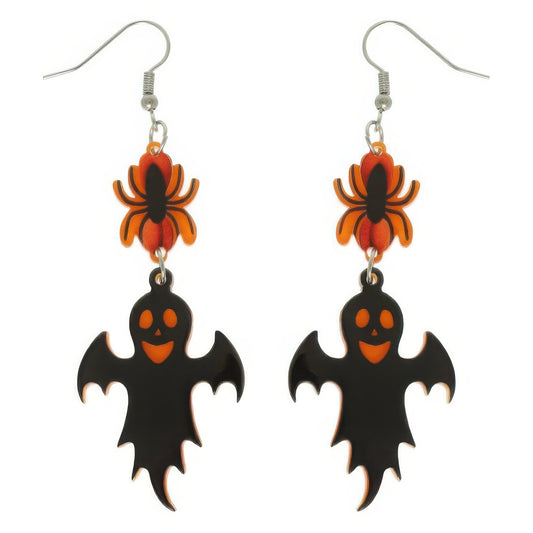 Halloween Spider And Ghost Acrylic Dangle Earrings - Tigbul's Variety Fashion Shop