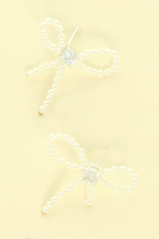 Jeweled Long Tail Bow Ribbon Earrings - Tigbul's Variety Fashion Shop