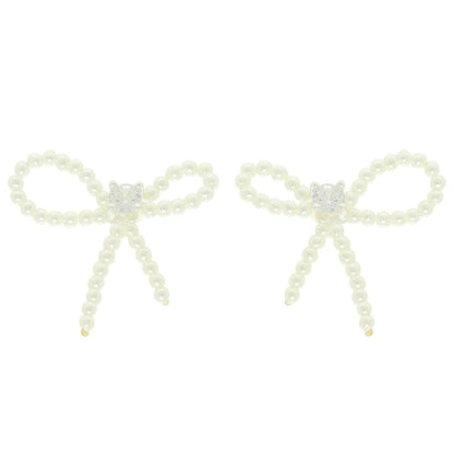 Jeweled Long Tail Bow Ribbon Earrings - Tigbul's Variety Fashion Shop