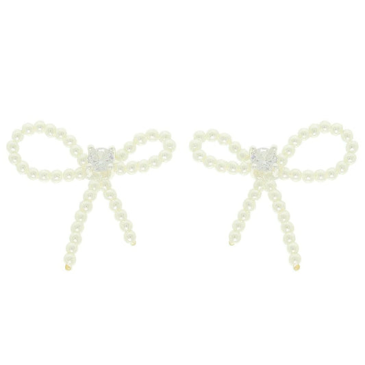Jeweled Long Tail Bow Ribbon Earrings - Tigbul's Variety Fashion Shop