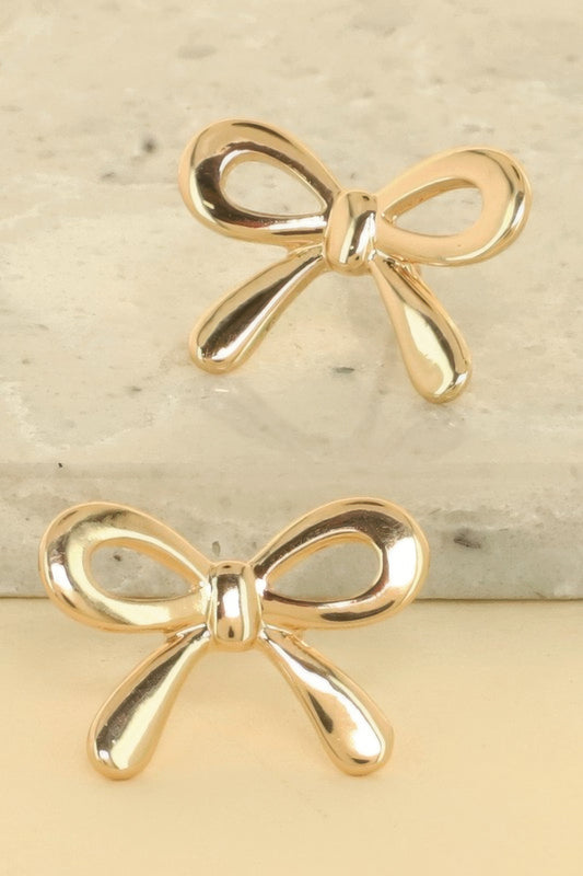 Short Tail Bow Ribbon Post Earrings - Tigbul's Variety Fashion Shop