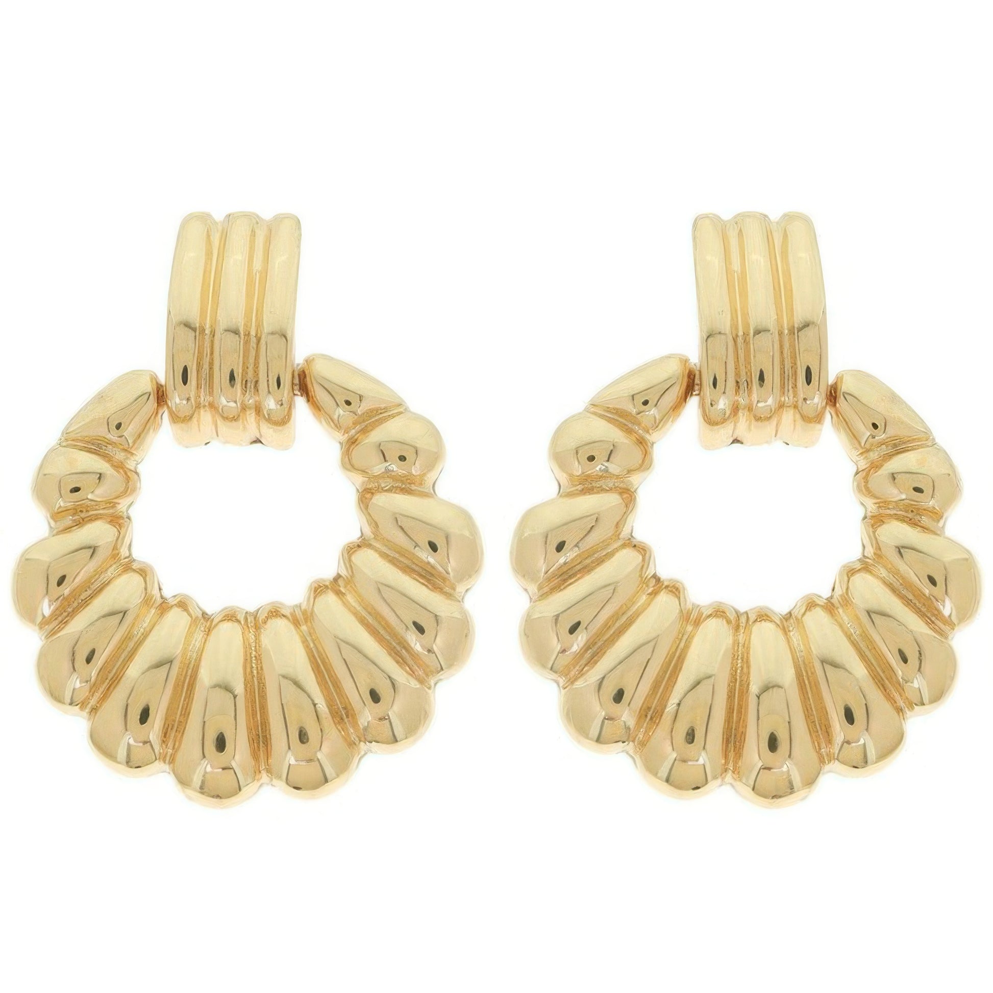 Scallop Pattern Crescent Hoop Earrings - Tigbul's Variety Fashion Shop