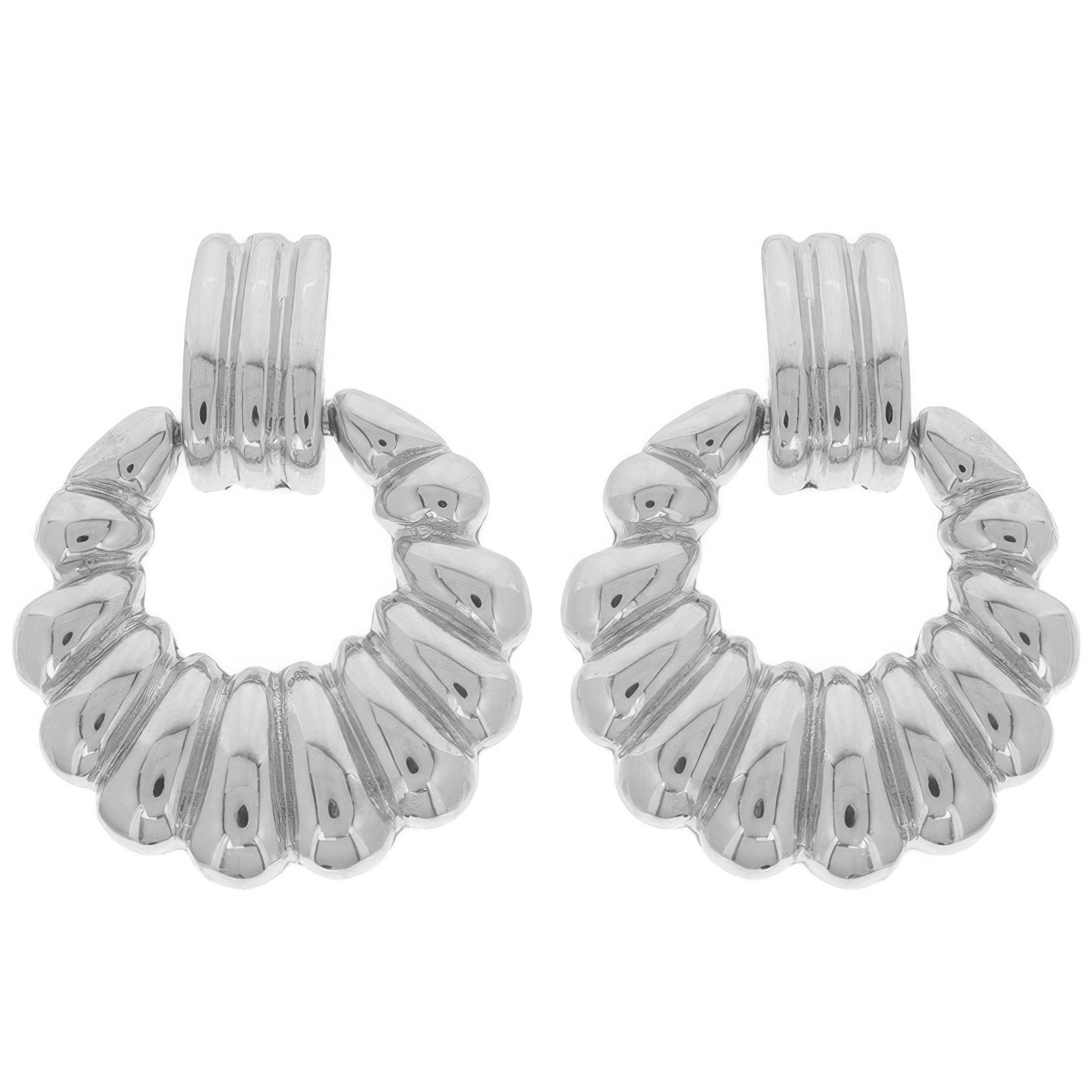 Scallop Pattern Crescent Hoop Earrings - Tigbul's Variety Fashion Shop