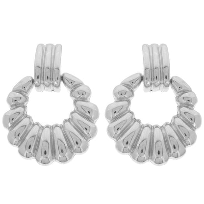Scallop Pattern Crescent Hoop Earrings - Tigbul's Variety Fashion Shop