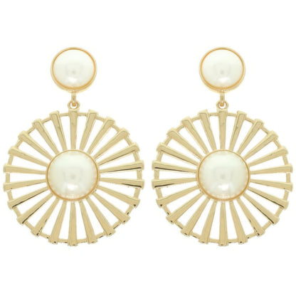 Radial Pattern Floral Pearl Earrings - Tigbul's Variety Fashion Shop