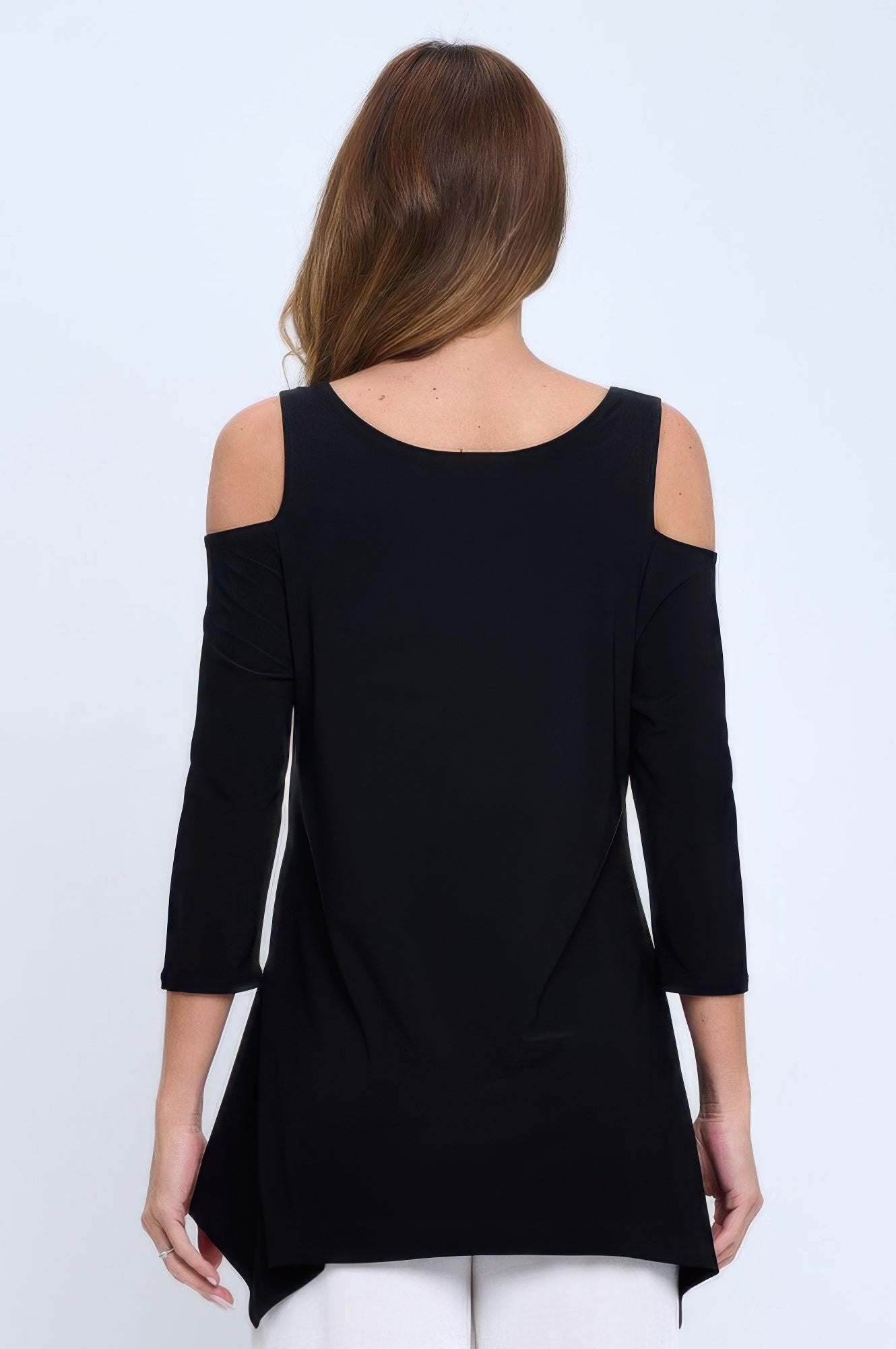 Plus Size Black Cold Shoulder Sharkbite Top - Tigbul's Variety Fashion Shop