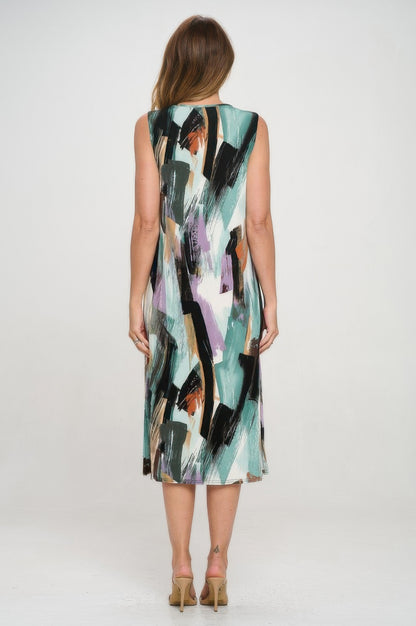 Bns V-neck Midi Tank Dress With Side Slit - Tigbul's Variety Fashion Shop