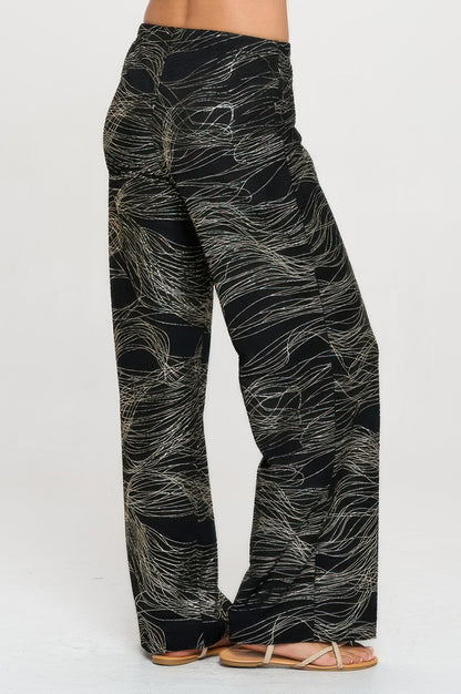 Fukuro Jacquard Wide Leg Pants W/foil - Tigbul's Variety Fashion Shop