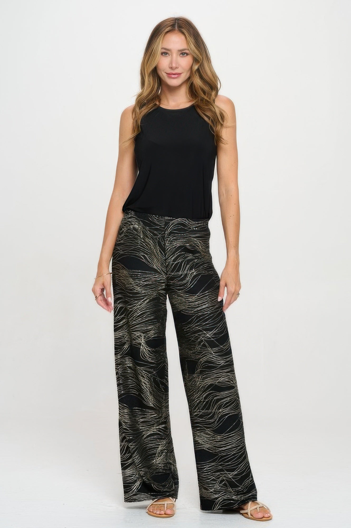 Fukuro Jacquard Wide Leg Pants W/foil - Tigbul's Variety Fashion Shop