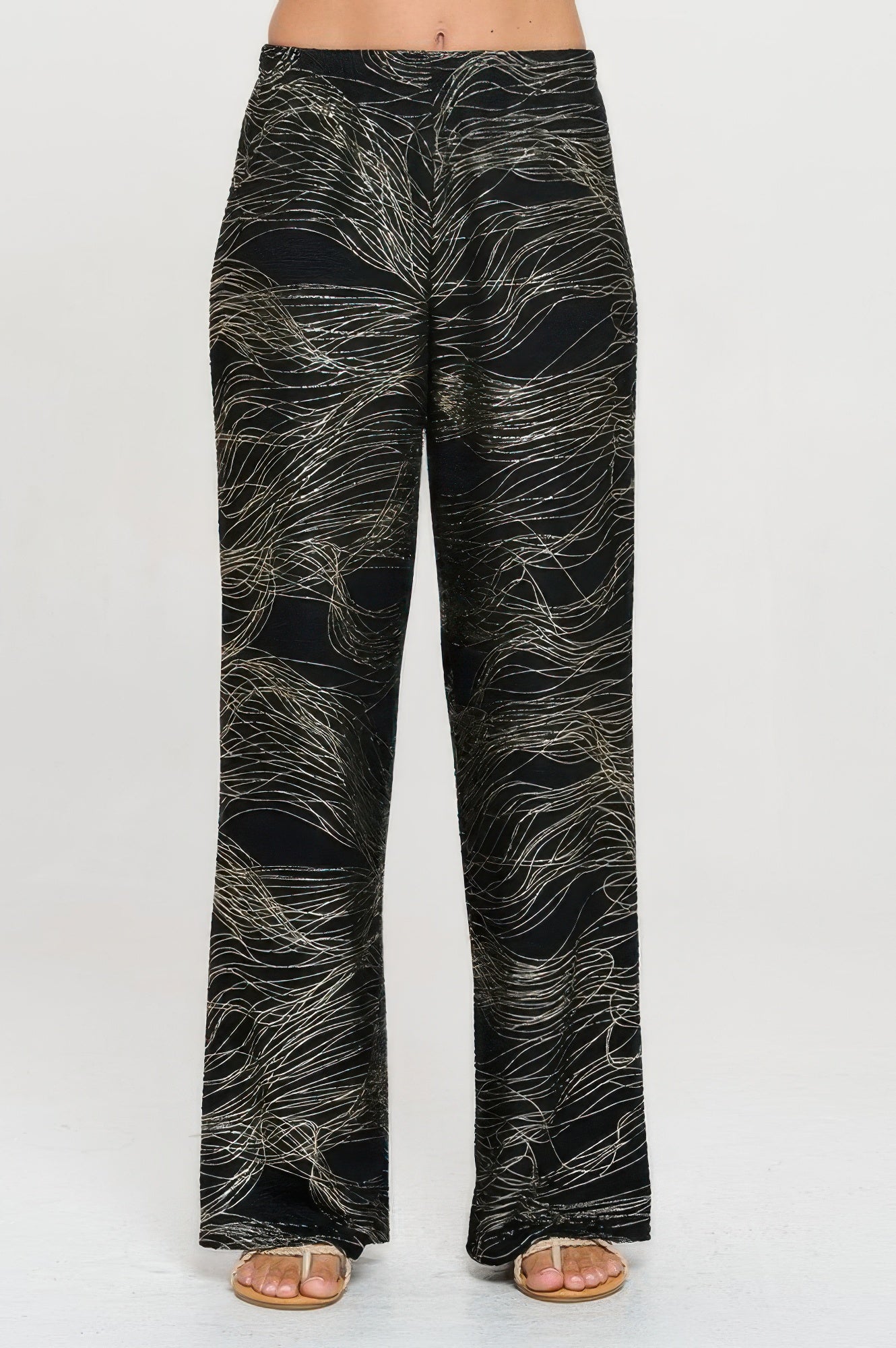 Fukuro Jacquard Wide Leg Pants W/foil - Tigbul's Variety Fashion Shop