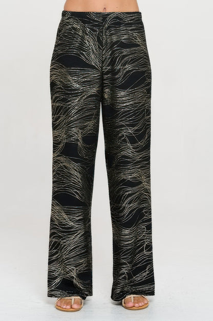 Fukuro Jacquard Wide Leg Pants W/foil - Tigbul's Variety Fashion Shop