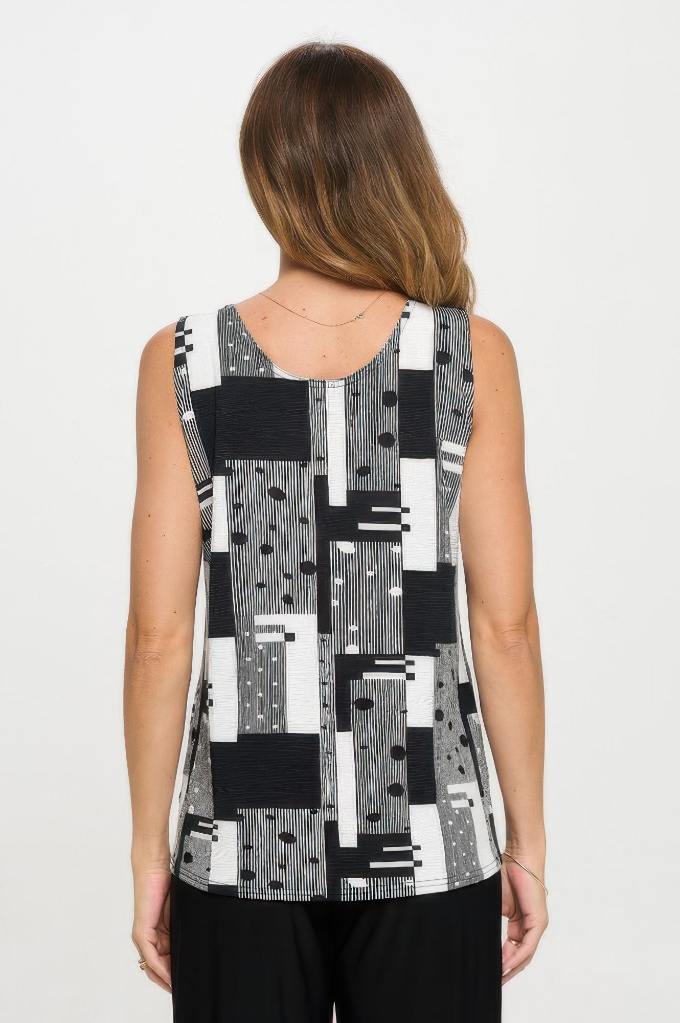 Venechia Pleated Print Sleeveless Tank Top - Tigbul's Variety Fashion Shop