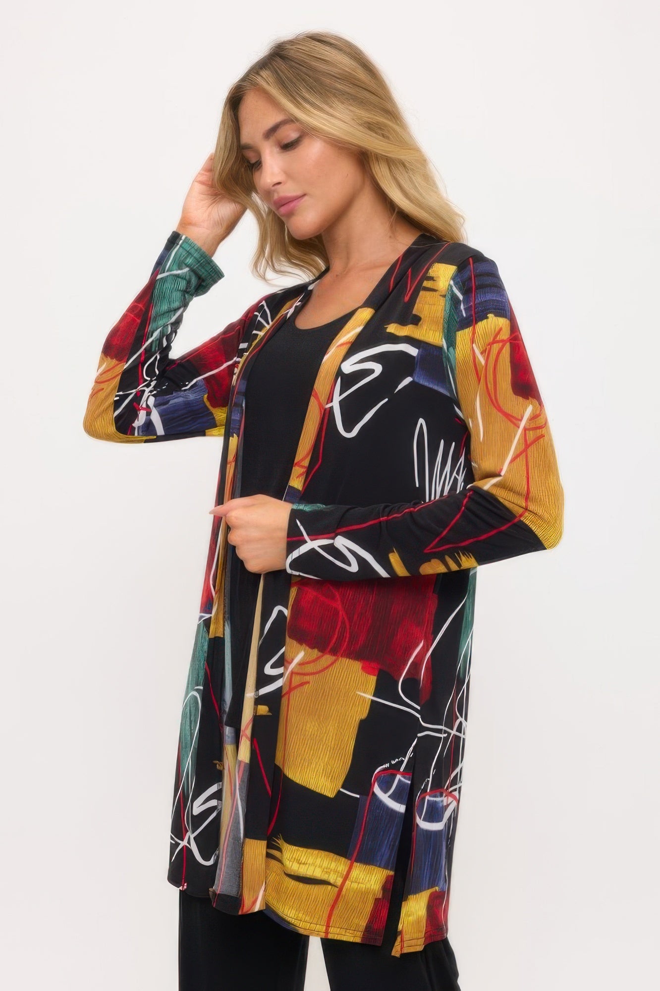 Long Sleeve Print Cardigan - Tigbul's Variety Fashion Shop