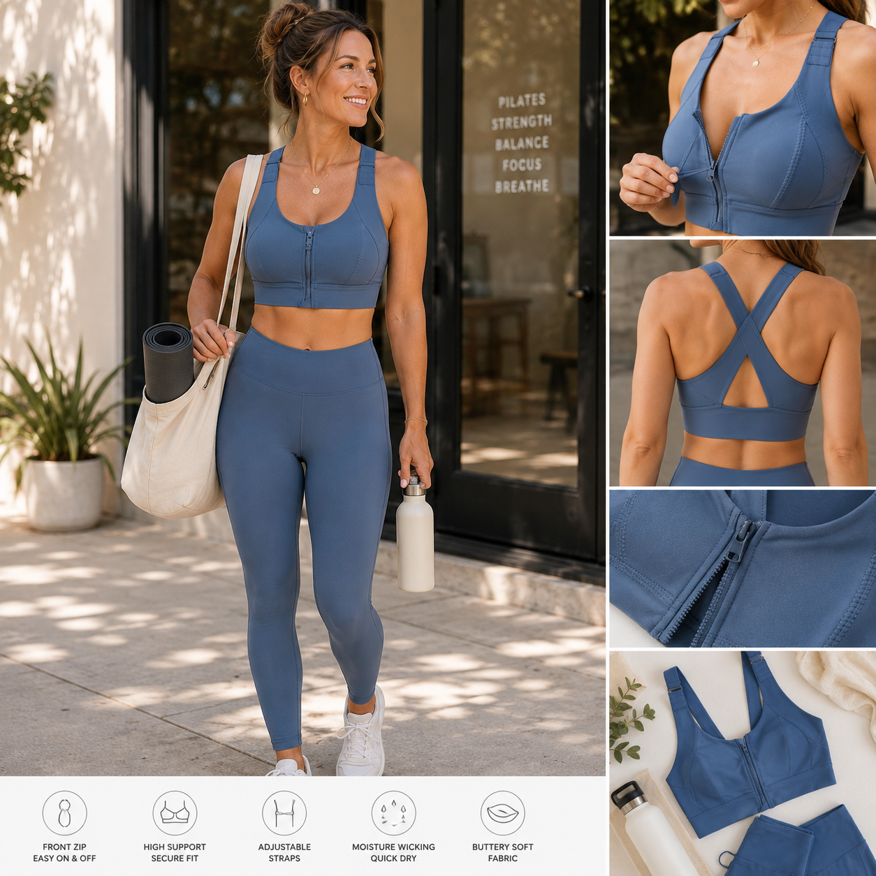 Front Zipper High Impact Athletic Bra - Tigbul's Variety Fashion Shop