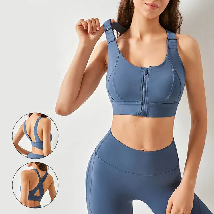 Front Zipper High Impact Athletic Bra - Tigbul's Variety Fashion Shop