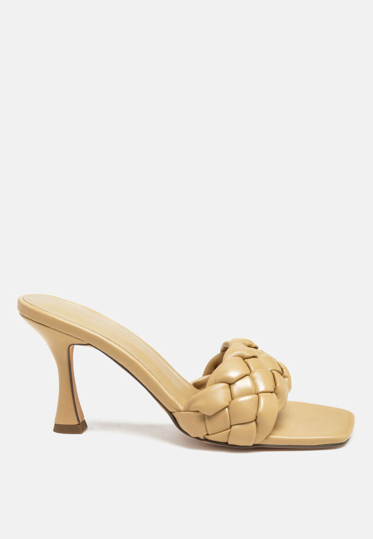 Woven Strap Spool Heel Sandals - Tigbul's Variety Fashion Shop