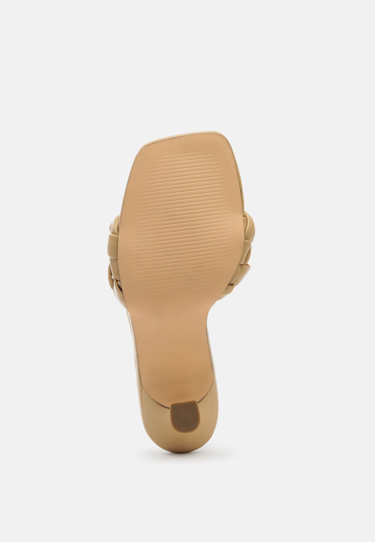 Woven Strap Spool Heel Sandals - Tigbul's Variety Fashion Shop
