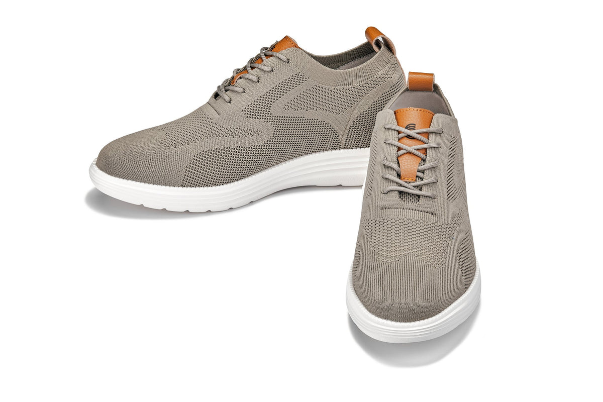 CALTO - X2639 - 2.8 Inches Taller (Khaki Green/Brown) - Lace Up Casual Walker - Lightweight