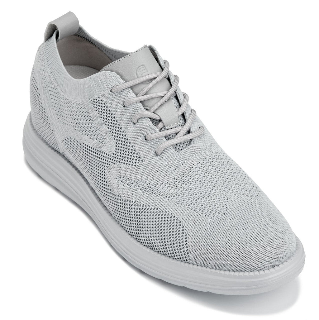 Men's CALTO - X2640 - 2.8 Inches Taller (Pewter/Light Grey Sole) - Lace Up Casual Walker - Lightweight - Tigbuls