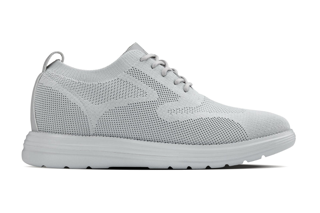 Men's CALTO - X2640 - 2.8 Inches Taller (Pewter/Light Grey Sole) - Lace Up Casual Walker - Lightweight - Tigbuls