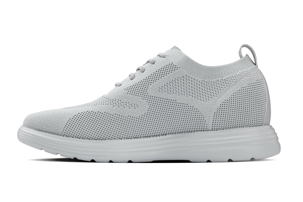 Men's CALTO - X2640 - 2.8 Inches Taller (Pewter/Light Grey Sole) - Lace Up Casual Walker - Lightweight - Tigbuls