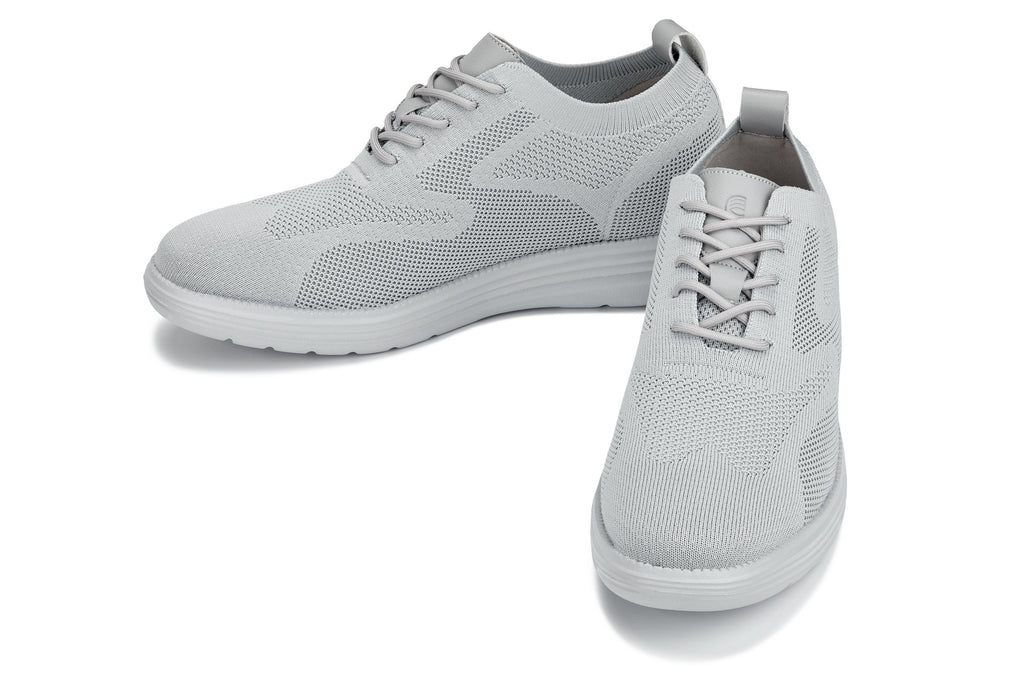 Men's CALTO - X2640 - 2.8 Inches Taller (Pewter/Light Grey Sole) - Lace Up Casual Walker - Lightweight - Tigbuls