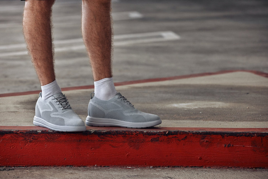 Men's CALTO - X2640 - 2.8 Inches Taller (Pewter/Light Grey Sole) - Lace Up Casual Walker - Lightweight - Tigbuls