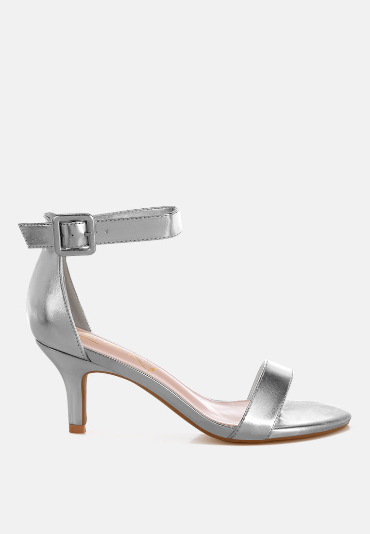 Yuti Glossy Kitten Heel Sandals - Tigbul's Variety Fashion Shop