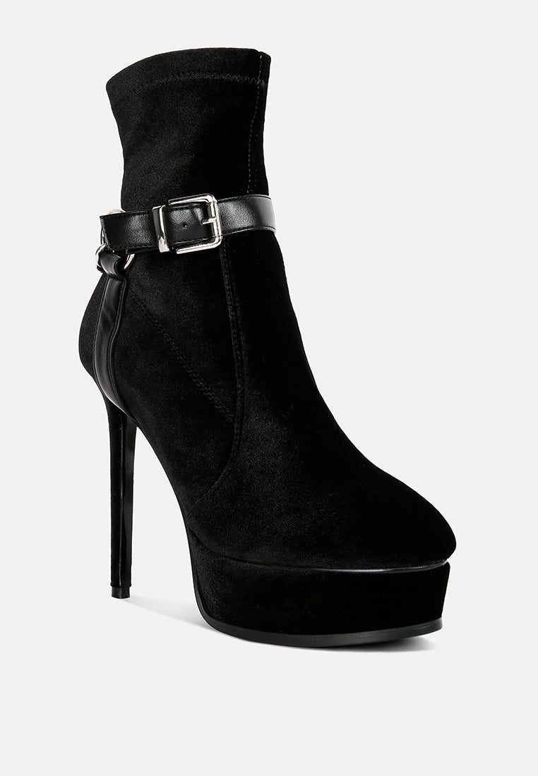 Zeppelin High Platform Velvet Ankle Boots - Tigbul's Variety Fashion Shop