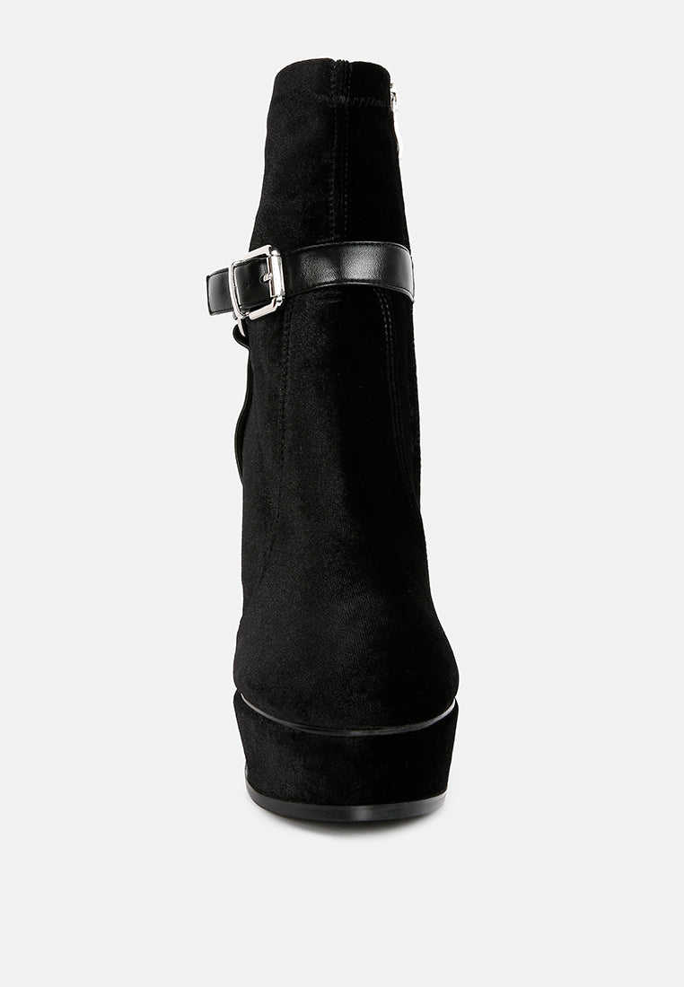 Zeppelin High Platform Velvet Ankle Boots - Tigbul's Variety Fashion Shop