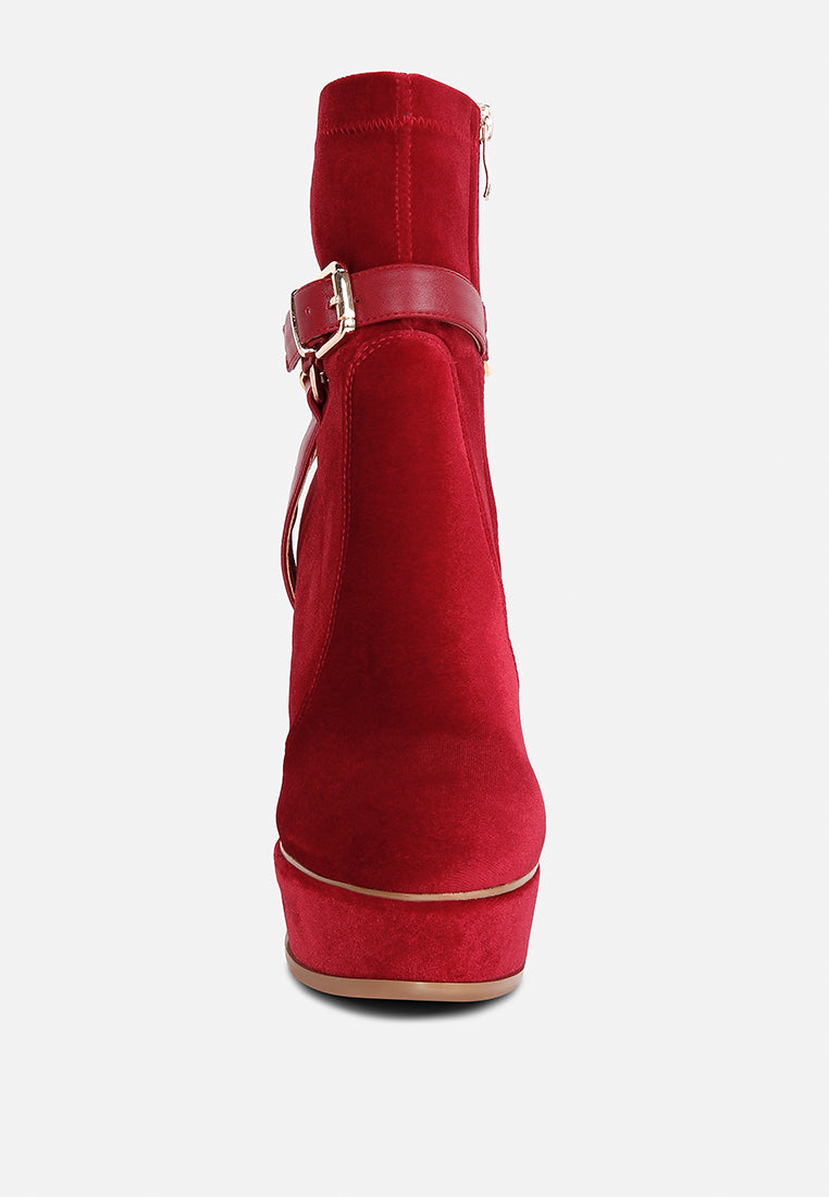 Zeppelin High Platform Velvet Ankle Boots - Tigbul's Variety Fashion Shop