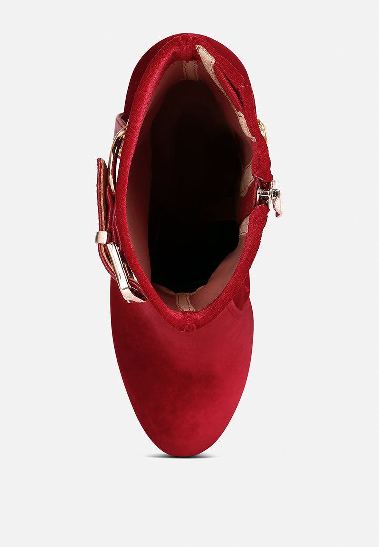 Zeppelin High Platform Velvet Ankle Boots - Tigbul's Variety Fashion Shop