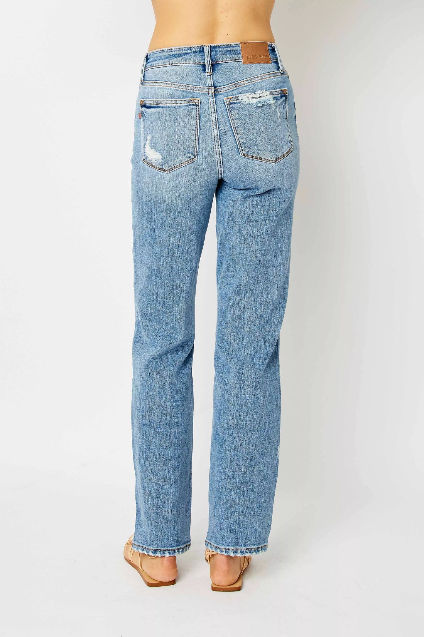Judy Blue Full Size High Waist Straight Jeans with Heavy Destroy Plus Size - Tigbul's Variety Fashion Shop