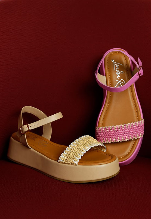 Anglong Raffia Flatform Sandals - Tigbul's Variety Fashion Shop