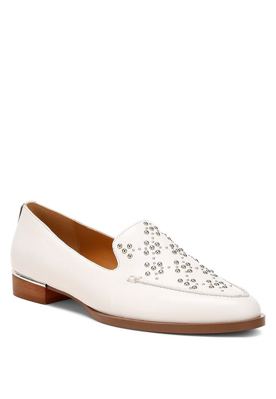 Gabassi Studded Genuine Leather Loafers - Tigbul's Variety Fashion Shop