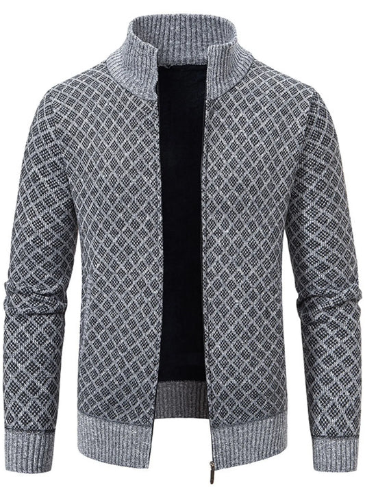 Men's Plus Size Zip-Up Knit Cardigan - Tigbul's Variety Fashion Shop