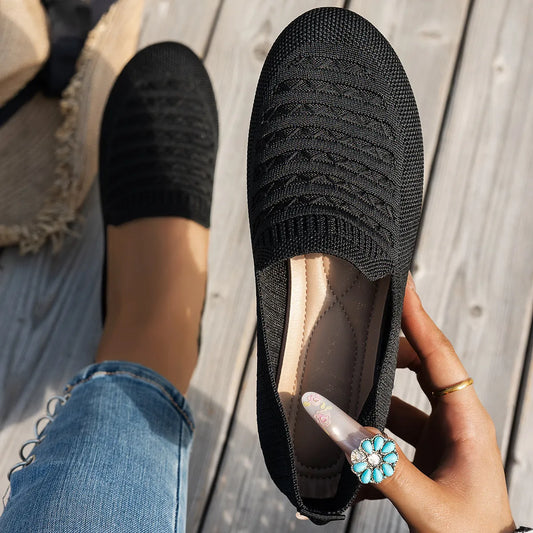 Breathable Knit Slip-On Loafers - Tigbul's Variety Fashion Shop