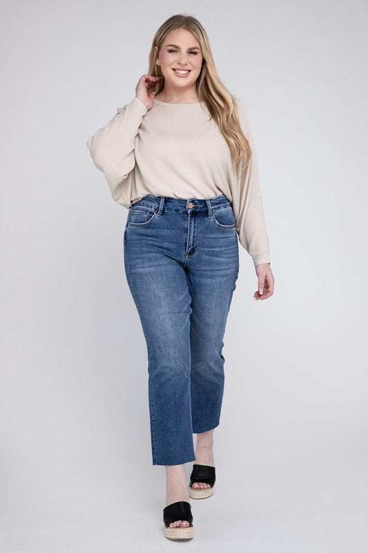 Plus Size High Rise Slim Straight Jeans - Tigbuls Variety Fashion