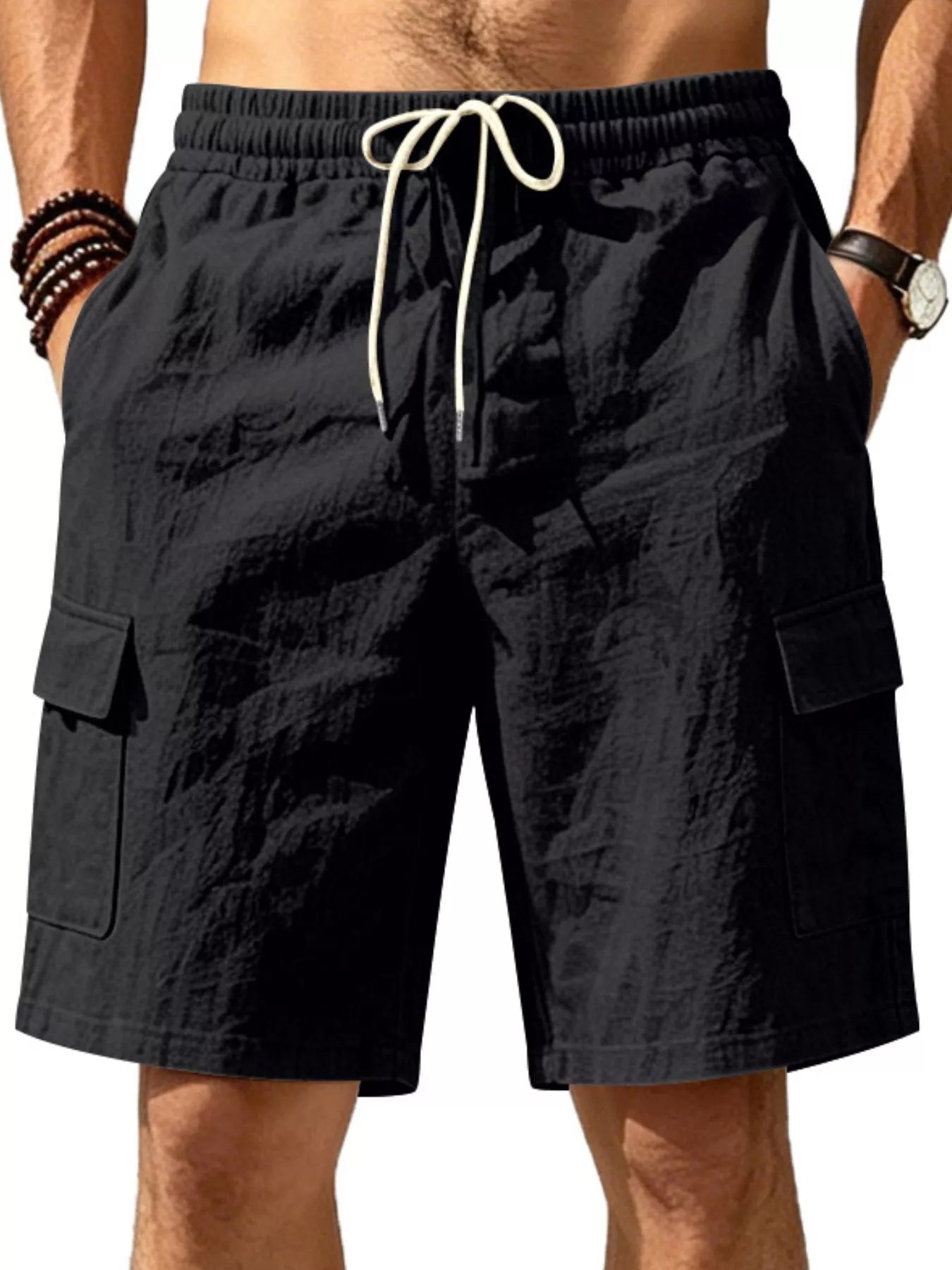 Men's Plus Size Casual Cargo Shorts with Drawstring Waist - Tigbul's Variety Fashion Shop