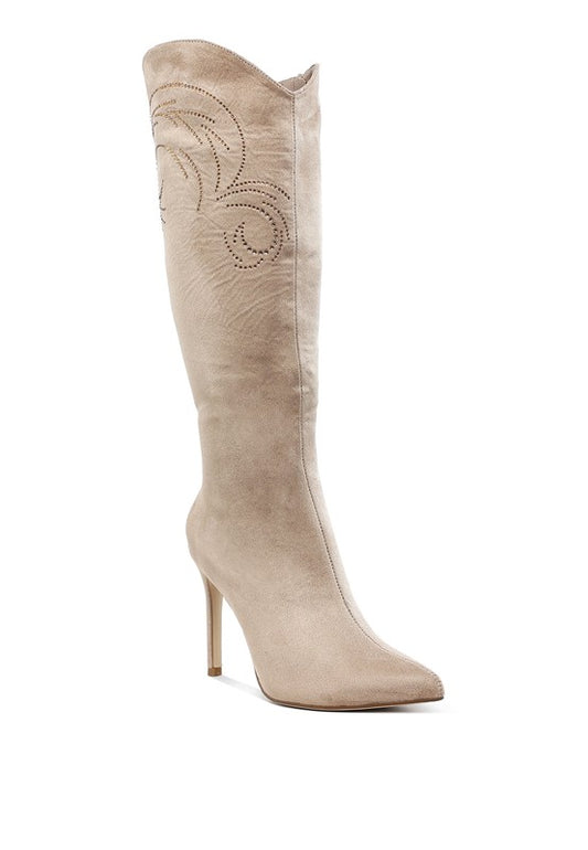 Becks Rhinestone Patterned Calf Boots - Tigbul's Variety Fashion Shop