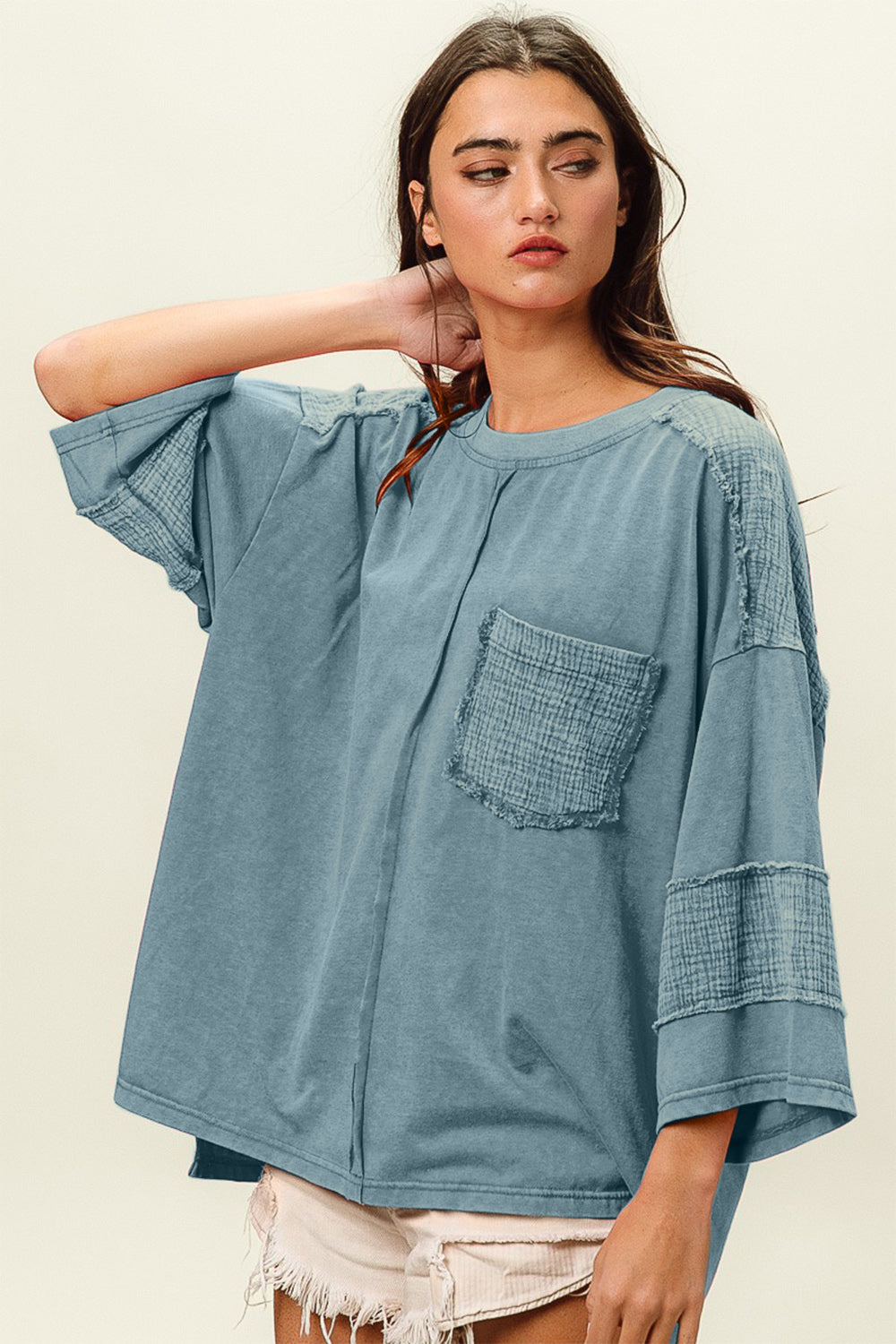 BiBi High-Low Washed T-Shirt - Tigbuls Variety Fashion