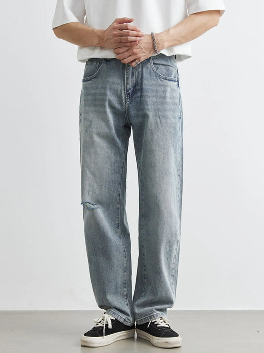 Men's Washed Wide Leg Distressed Jeans - Tigbul's Variety Fashion Shop
