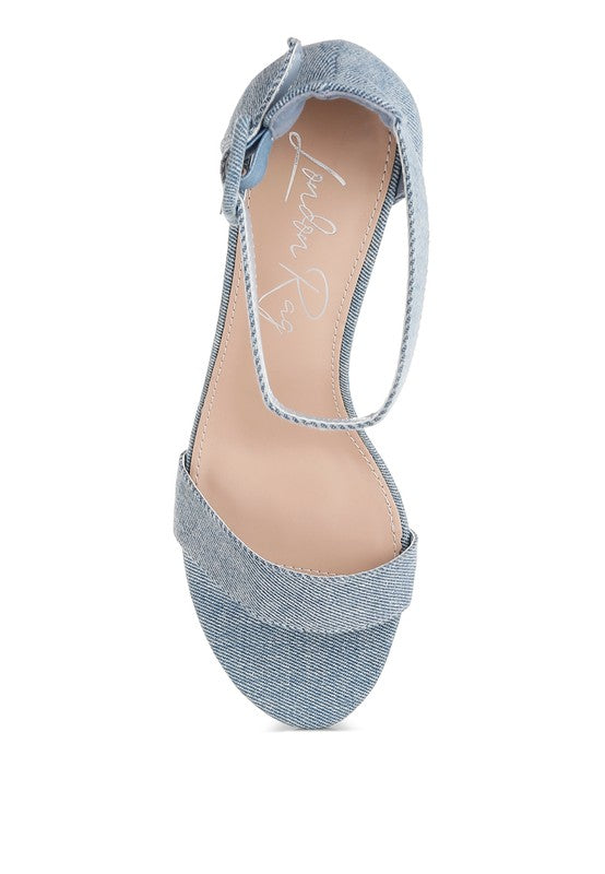 Ozula Denim Kitten Heel Sandals - Tigbul's Variety Fashion Shop