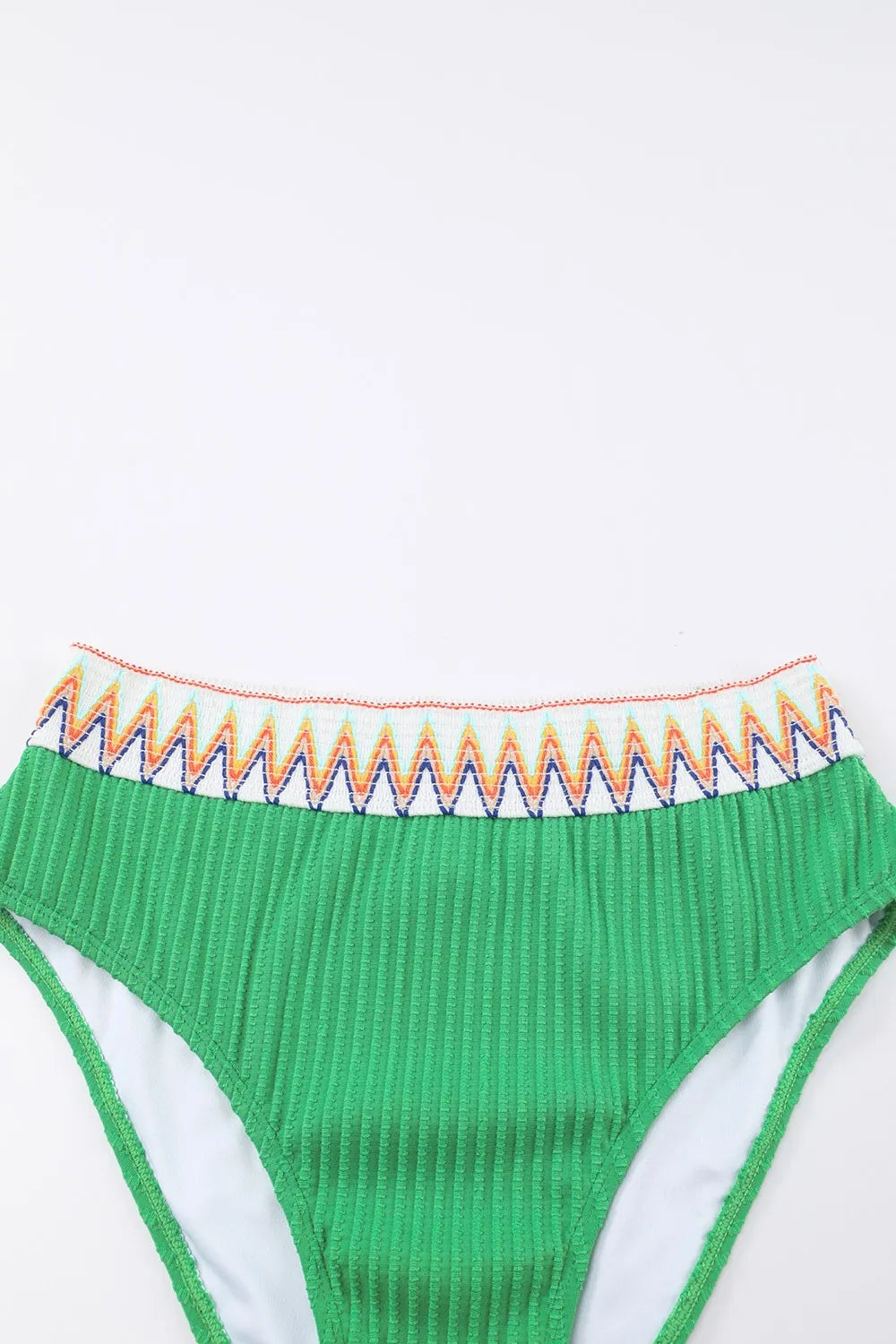 Textured Contrast Banding Bikini High Waist 2pcs Swimsuit - Tigbul's Variety Fashion Shop
