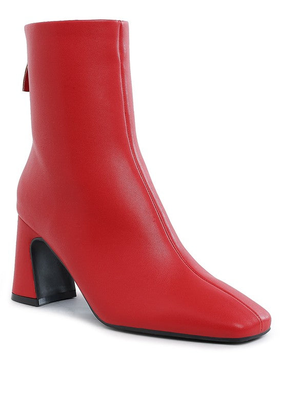 Neapolitan Faux Leather Square Toe Ankle Boots - Tigbul's Variety Fashion Shop