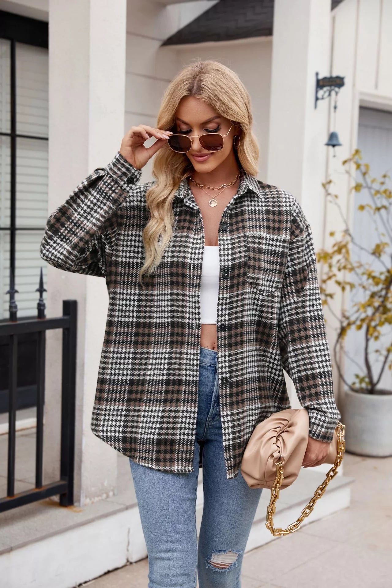 Casual Plaid Long Sleeve Shirt - Tigbul's Variety Fashion Shop