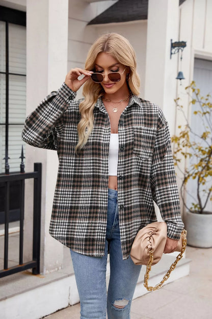 Casual Plaid Long Sleeve Shirt - Tigbul's Variety Fashion Shop