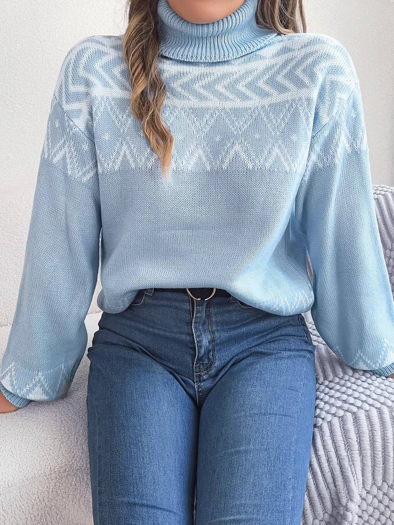 Turtleneck Dropped Shoulder Sweater - Tigbul's Variety Fashion Shop